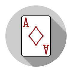 Flat design vector ace of diamonds icon, isolated