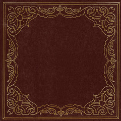 Brown and gold leather cover