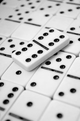 Black and white dominoes on the table