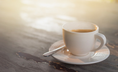 Coffee  on old wooden desk