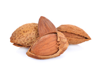 almond nuts on white background