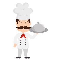chef platter mustache hat vector graphic icon