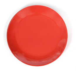 red dish on white background
