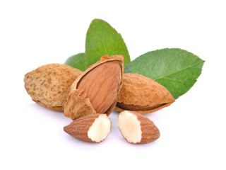 almond nuts isolated on white background