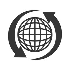 globe arrow connection icon vector graphic