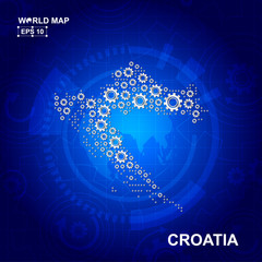Abstract Croatia gear map. Vector design