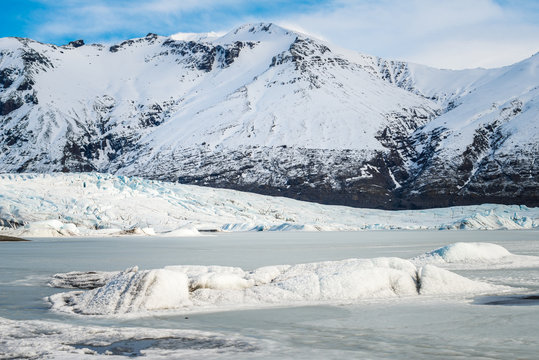 The ice lagoon of Skaftafell national park in southern Iceland.