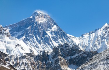 Top of Mount Everest from Gokyo valley