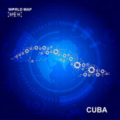 Abstract Cuba gear map. Vector design