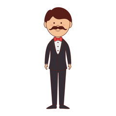 man mustache bow tie icon vector graphic