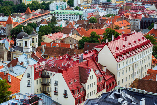 views of Tallinn from the height of bird flight