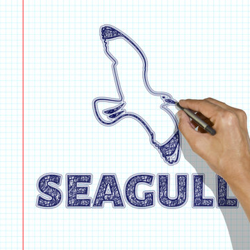 Seagull painted handle. Hand painting tea school notebook
