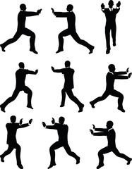 business man silhouette in push pose