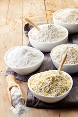 Bowls of gluten free flour