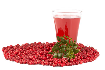 Fresh cowberry and berry juice glass