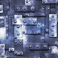 blue rusty fix wall. grunge metal background.