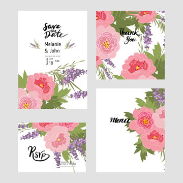 Collection of wedding flowers bouquet card