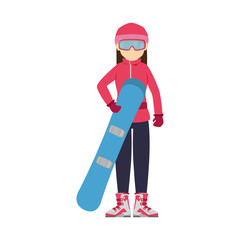 woman snowboard sport winter vector graphic icon