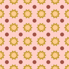Flower and circle geometric seamless pattern