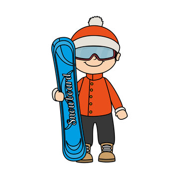 snowboard child kid boy sport winter vector graphic icon