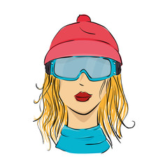 woman snowboard sport winter vector graphic icon