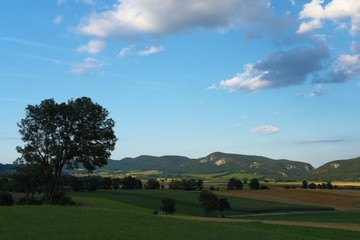 Fototapeta na wymiar Cloudy evening in Austria countryside