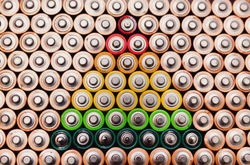 The traffic light from batteries