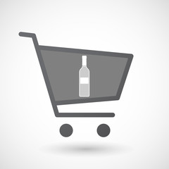 Isolated shopping cart icon with a bottle of wine