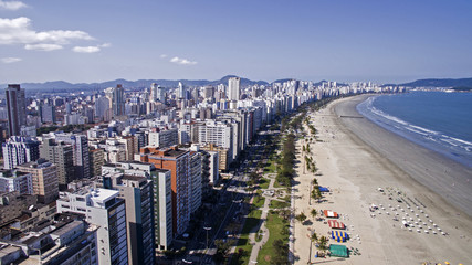 Aerial View Santos, county seat of Baixada Santista, located on