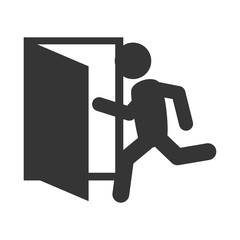 exit run door emergency escape sign icon vector graphic isolated illustration