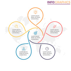 Linear infographics. Chart with 5 steps, options.