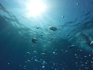 air bubbles in the sea water