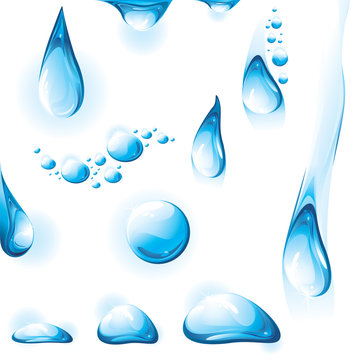 Set of water drops. Vector illustration.