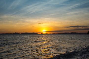 Andaman sea on sunset