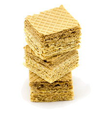 Waffle cake dessert isolated on white background