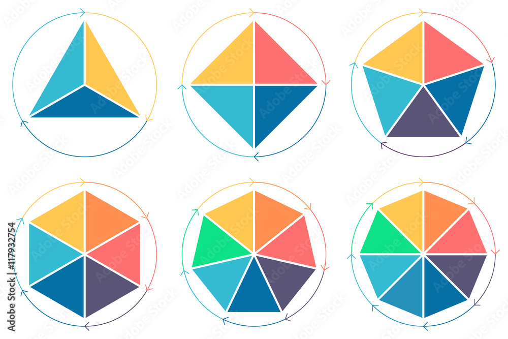 Wall mural triangle, square, pentagon, hexagon, heptagon, octagon for infographics.