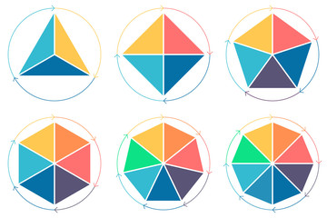 Triangle, square, pentagon, hexagon, heptagon, octagon for infographics. - obrazy, fototapety, plakaty