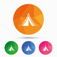 Tourist tent sign icon. Camping symbol.