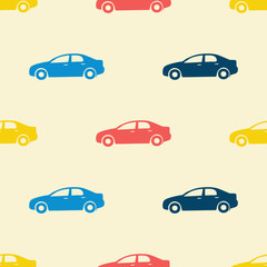 Seamless pattern. Colorful cute cars collection