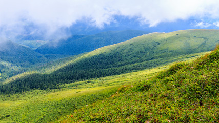 Bright, picturesque Carpathian mountains landscape. Chornogora ridge, Ukraine, Europe.