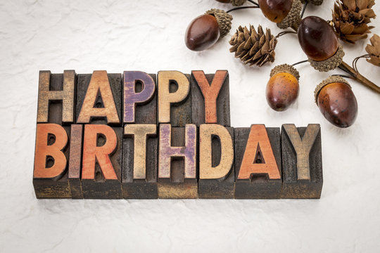 Happy Birthday In Wood Type