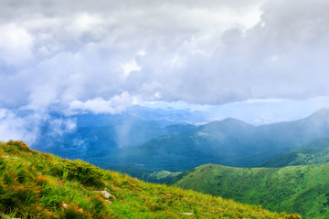 Bright, picturesque Carpathian mountains landscape. Chornogora ridge, Ukraine, Europe.
