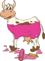Isolated Spotted Cow Painted in a Pink