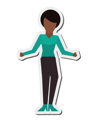 flat design dark skin faceless woman icon vector illustration