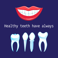 Vector healthy teeth and implants