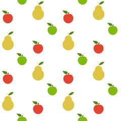 Seamless pattern with apples and pears