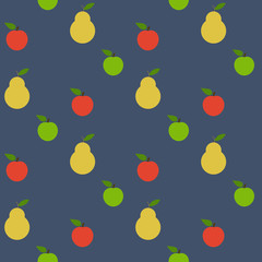 Seamless pattern with apples and pears