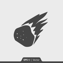 Asteroid burning in space vector icon for web and mobile