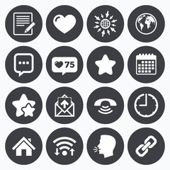 Mail, contact icons. Communication signs.