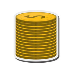 flat design coins stack icon vector illustration